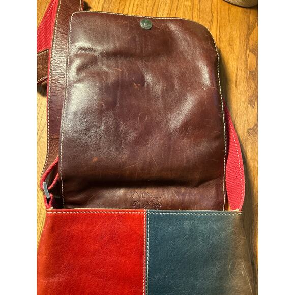 I’Mago Leather Saddle Bag Purse, Multi Color Crossbody Boho Hippie Italy - Picture 7 of 12